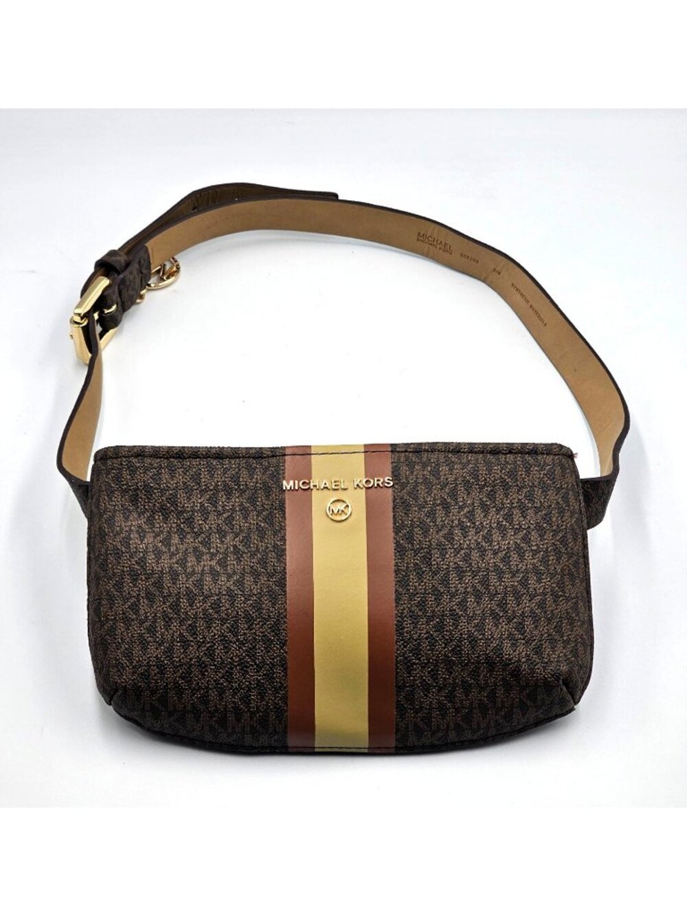 Michael Kors Women's Brown Beige Signature Logo Waist Pack Belt Bag Sz S/M 3303 - Picture 3 of 15